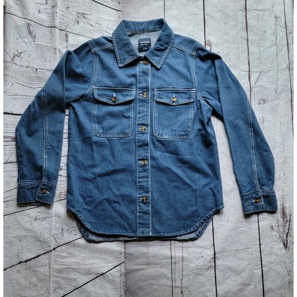Cavalini Denim Collection Women Large Button Up Shirt Long Sleeve Denim - Picture 1 of 6